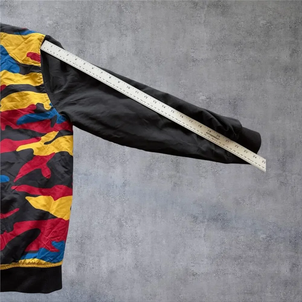 True Religion Camo Block Bomber Jacket Mens M Multicolor Primary Color Quilted